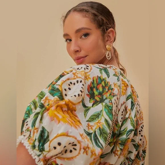 FARM RIO Biriba Off-White Cropped Blouse - Picture 3 of 14